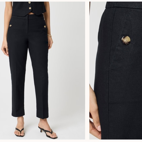 J. Crew Black Linen Blend Sailor Pants size 12 - Picture 2 of 10